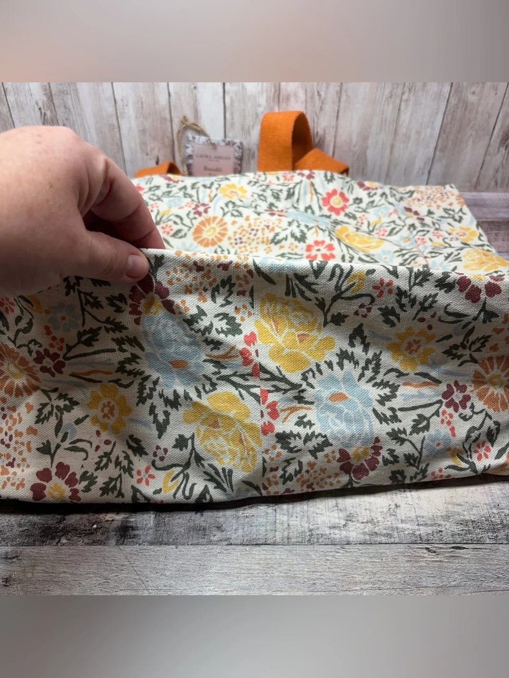 Laura Ashley Floral Canvas Reusable Tote Bag